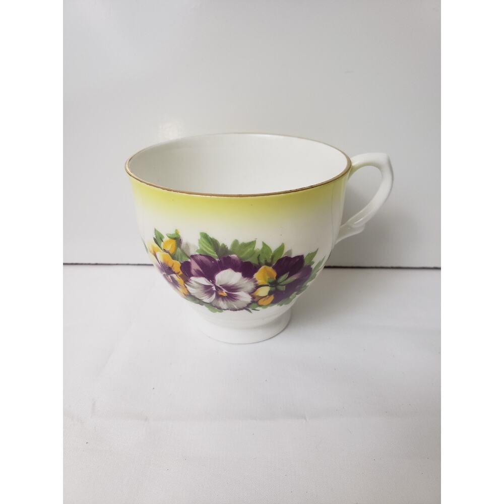 Taylor & Kent Longton Bone China Pansy Daisy Floral Tea Cup Yellow White England